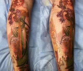 Manche, femme art nouveau en couleur