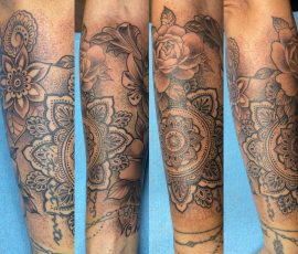 Manche florale et mandalas en fin trait