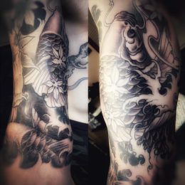 Manche, composition en noir et gris