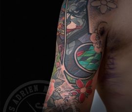 Manche japonaise en couleur sur le bras