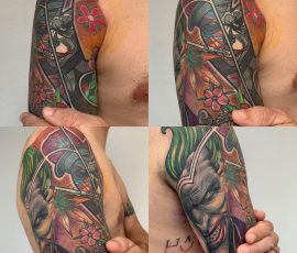 Manche en couleur, feuillages et fleurs, quatre vues