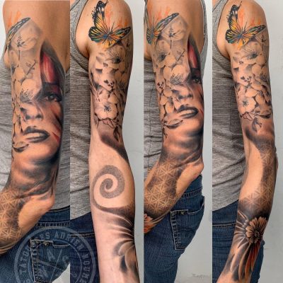 Manche, portraits et papillons en couleur, plusieurs vues