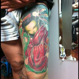 Manche de jambe japonaise en couleur, carpe koï
