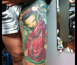 Manche de jambe japonaise en couleur, carpe koï