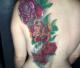Roses en couleur sur le dos